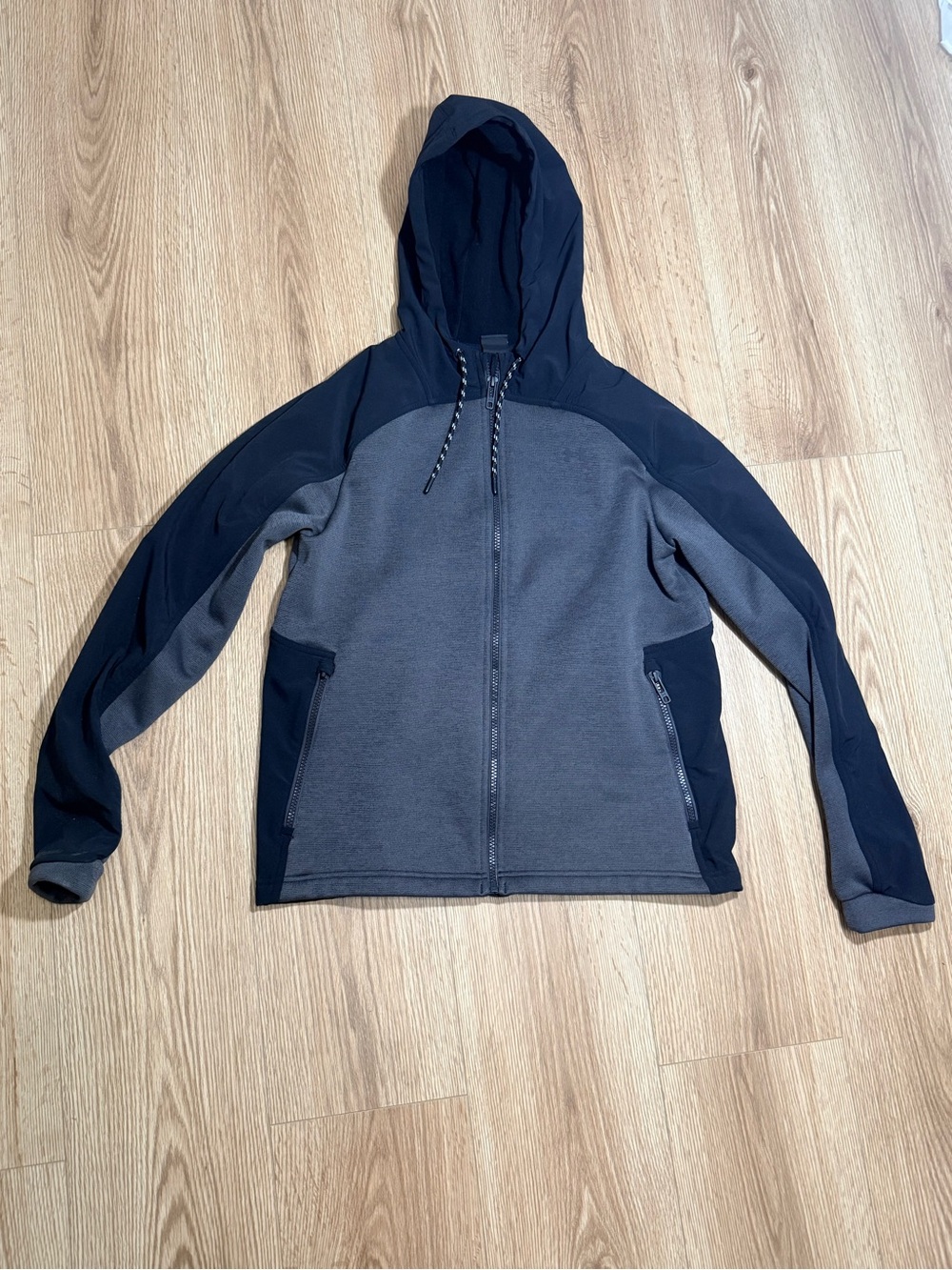 Under Armour Storm Mens Hooded Jacket M Gray Black Full Zip Fleece Lined Hoodie